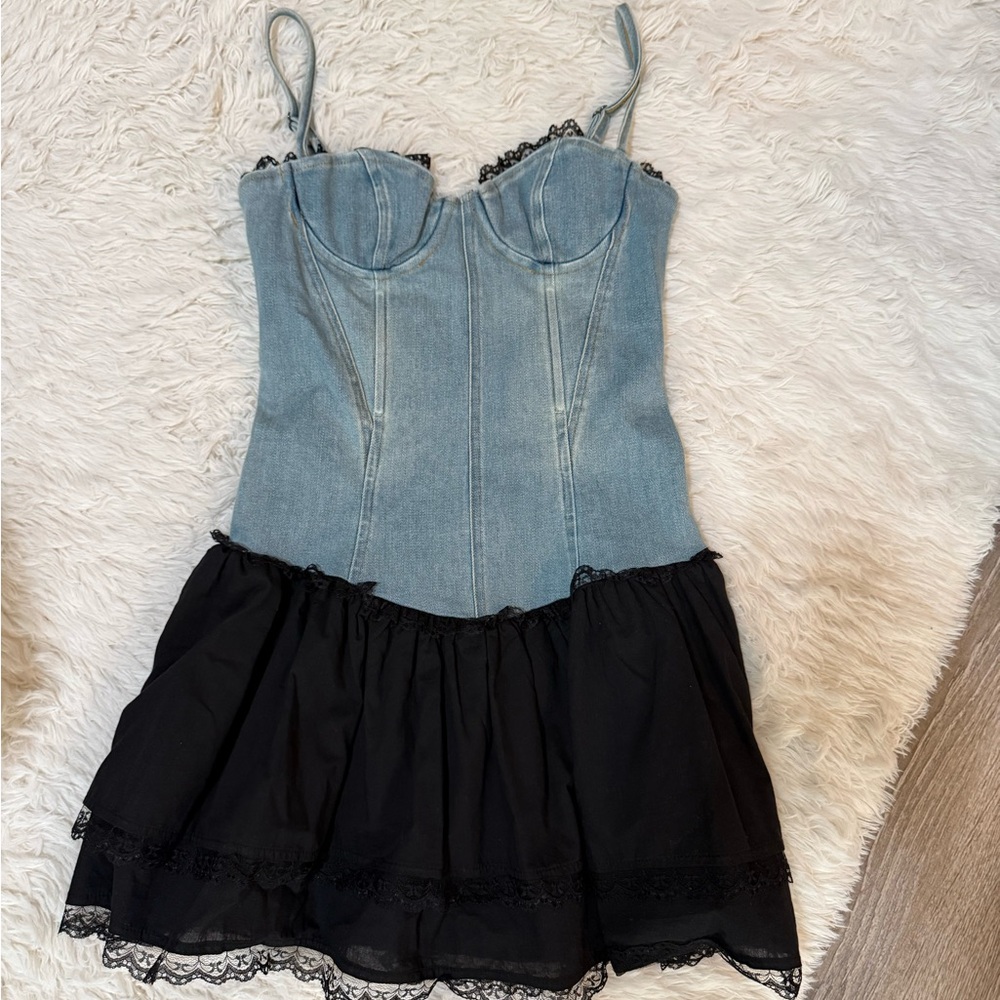 Denim corset lace dress. Never worn. Size small